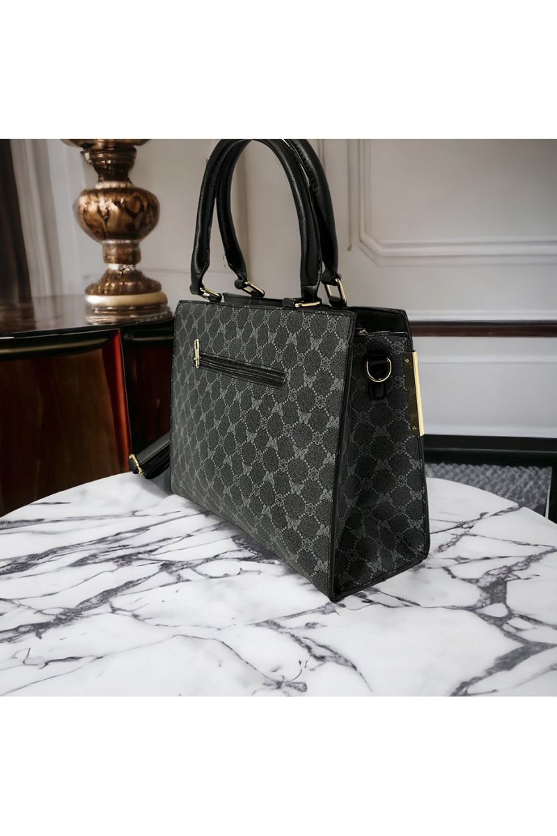 Inspi zwarte handtas met patroon en accessoire - 1