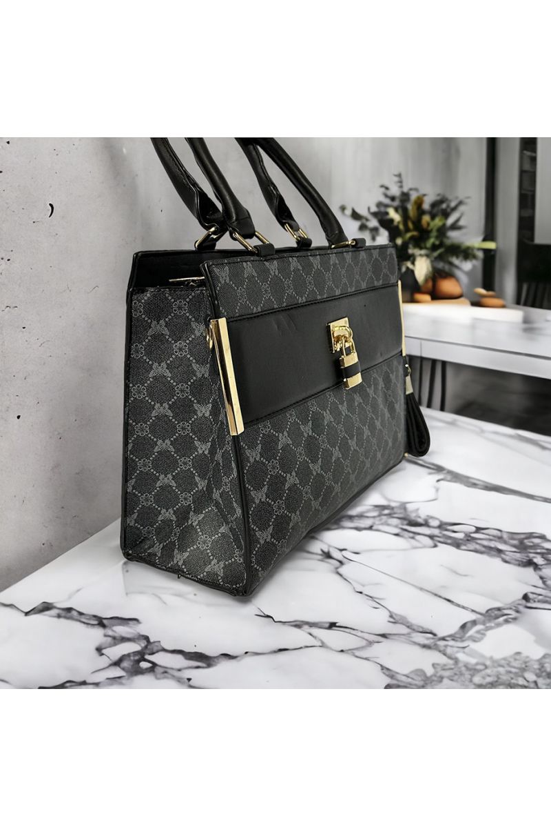 Inspi zwarte handtas met patroon en accessoire - 2