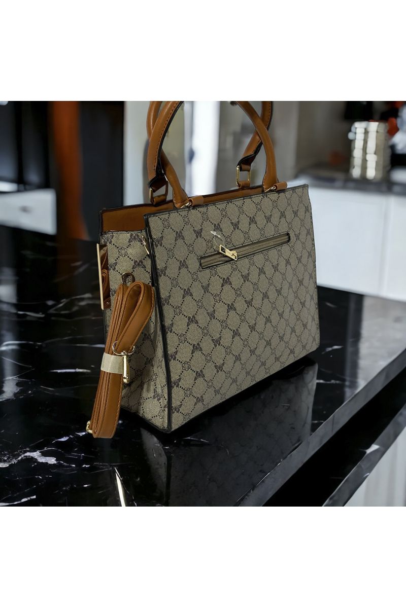 Inspi gray handbag with pattern and accessory - 1