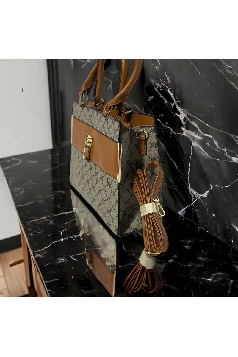 Inspi gray handbag with pattern and accessory - 2