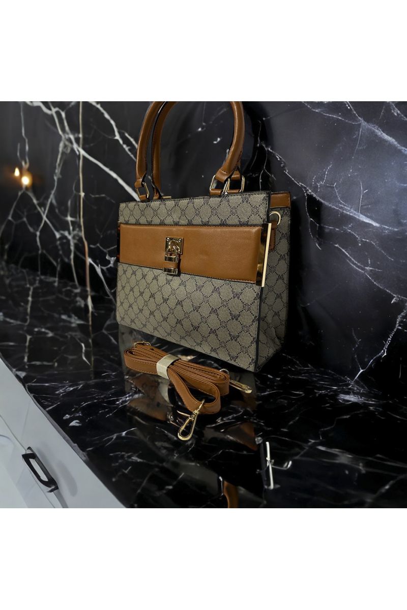 Inspi gray handbag with pattern and accessory - 3
