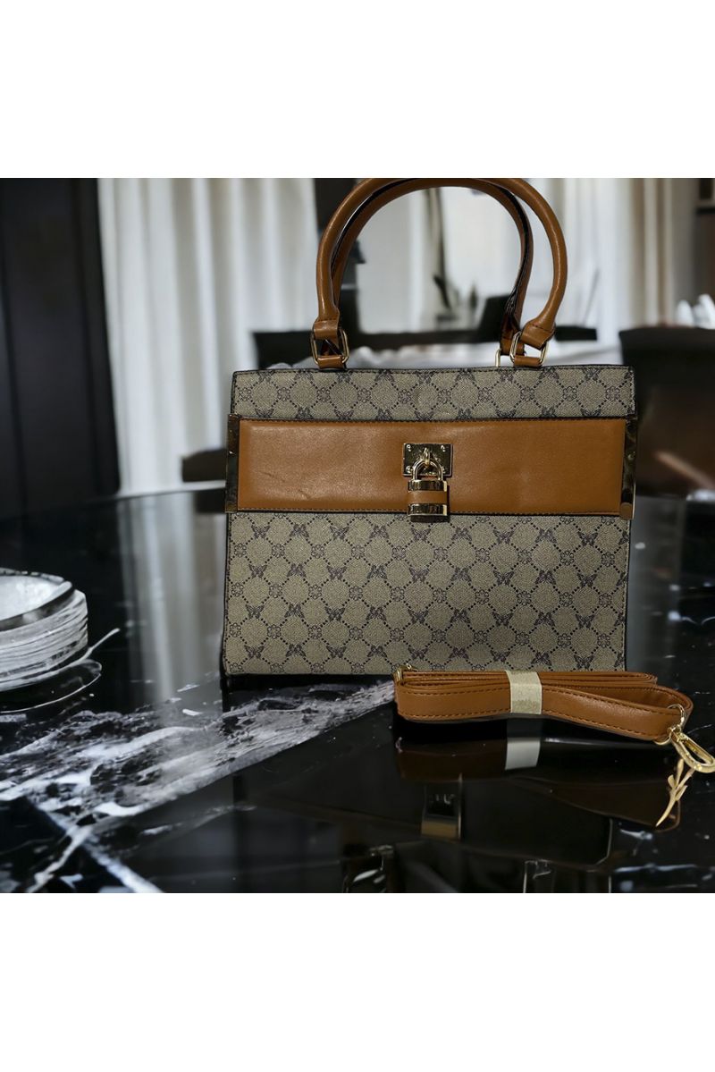 Inspi gray handbag with pattern and accessory - 4