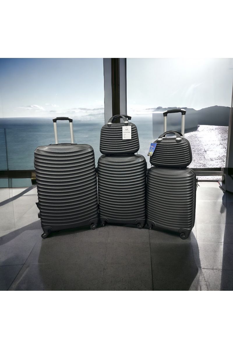 Set de 5 valises noir solide, design, rigide et très class - 1