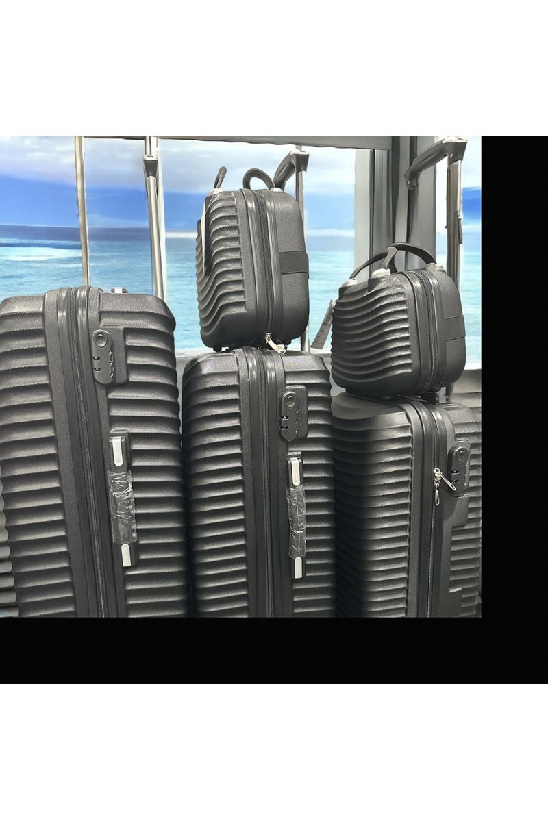 Set de 5 valises noir solide, design, rigide et très class - 2