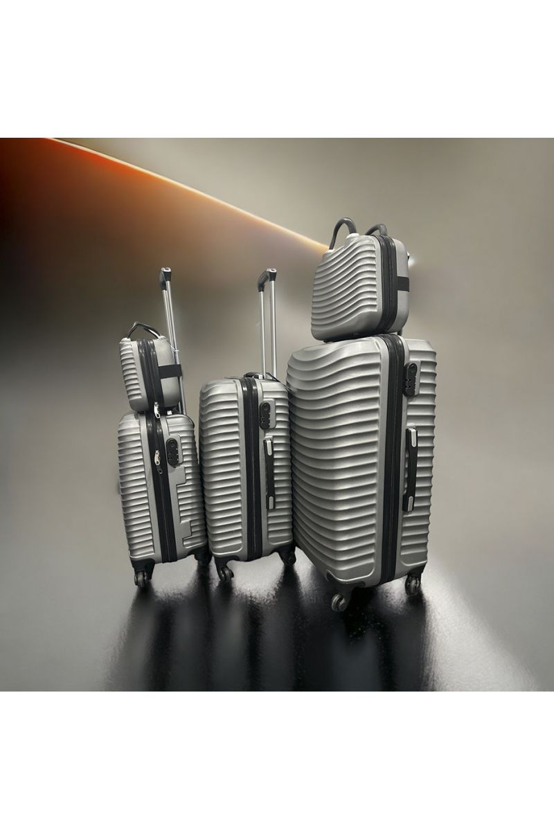 Set de 5 valises grise solide, design, rigide et très class - 1