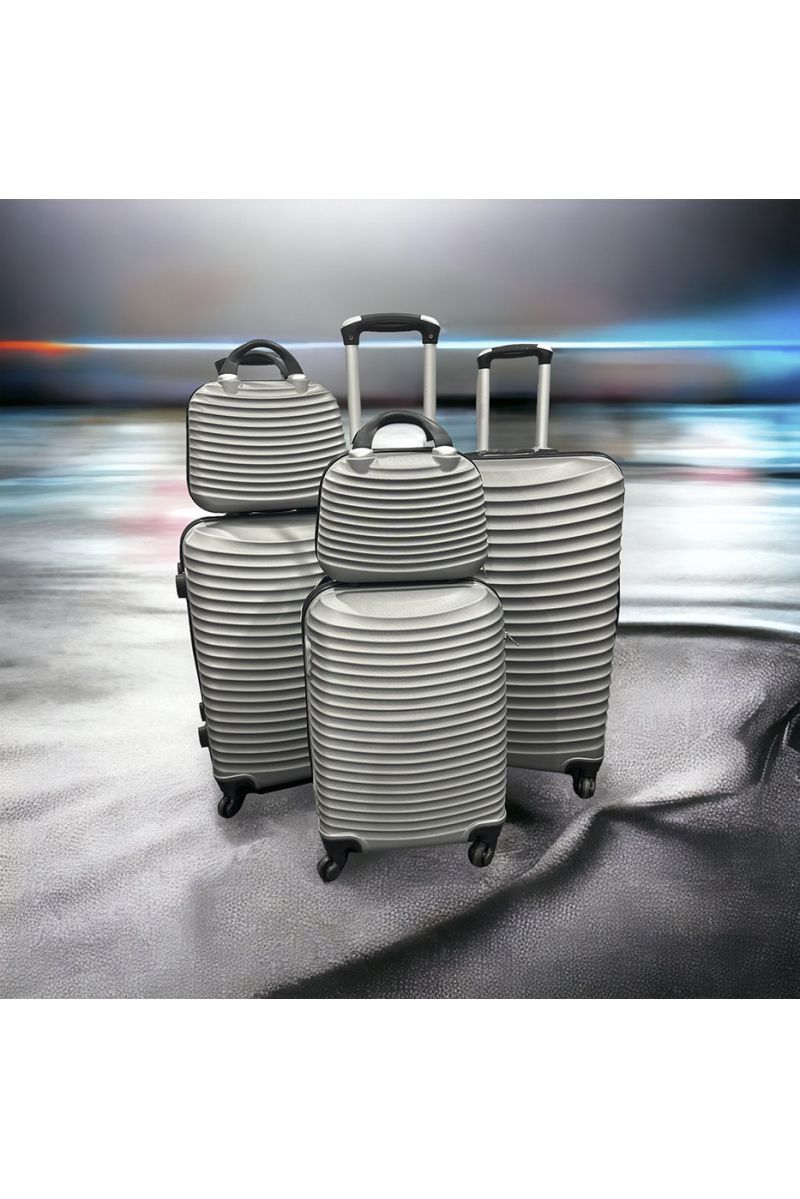 Set van 5 stevige grijze koffers, design, stijf en zeer stijlvol - 3