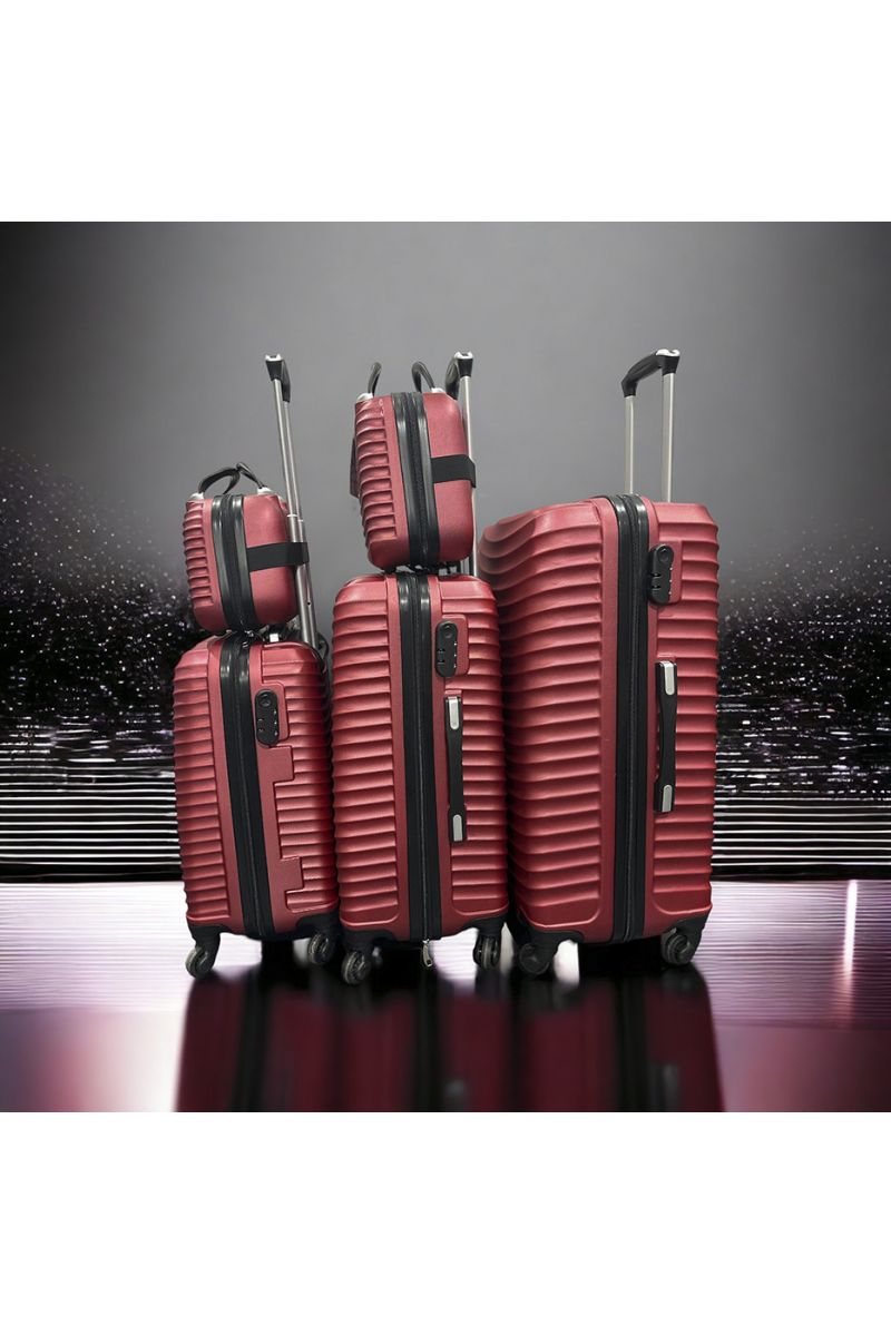 Set de 5 valises bordeaux solide, design, rigide et très class  - 1