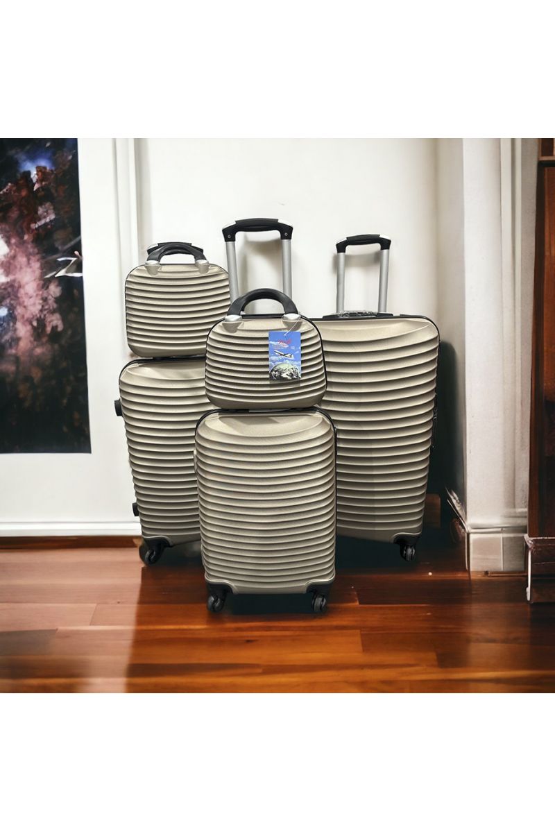 Set of 5 solid champagne suitcases, design, rigid and very classy - 2