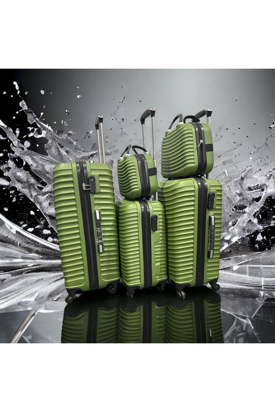 Set de 5 valises vert-gucci solide, design, rigide et très class - 2