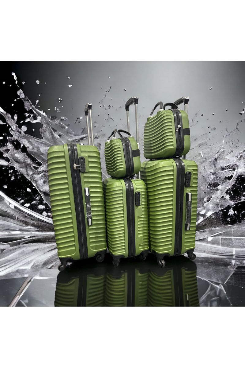 Set de 5 valises vert-gucci solide, design, rigide et très class - 2