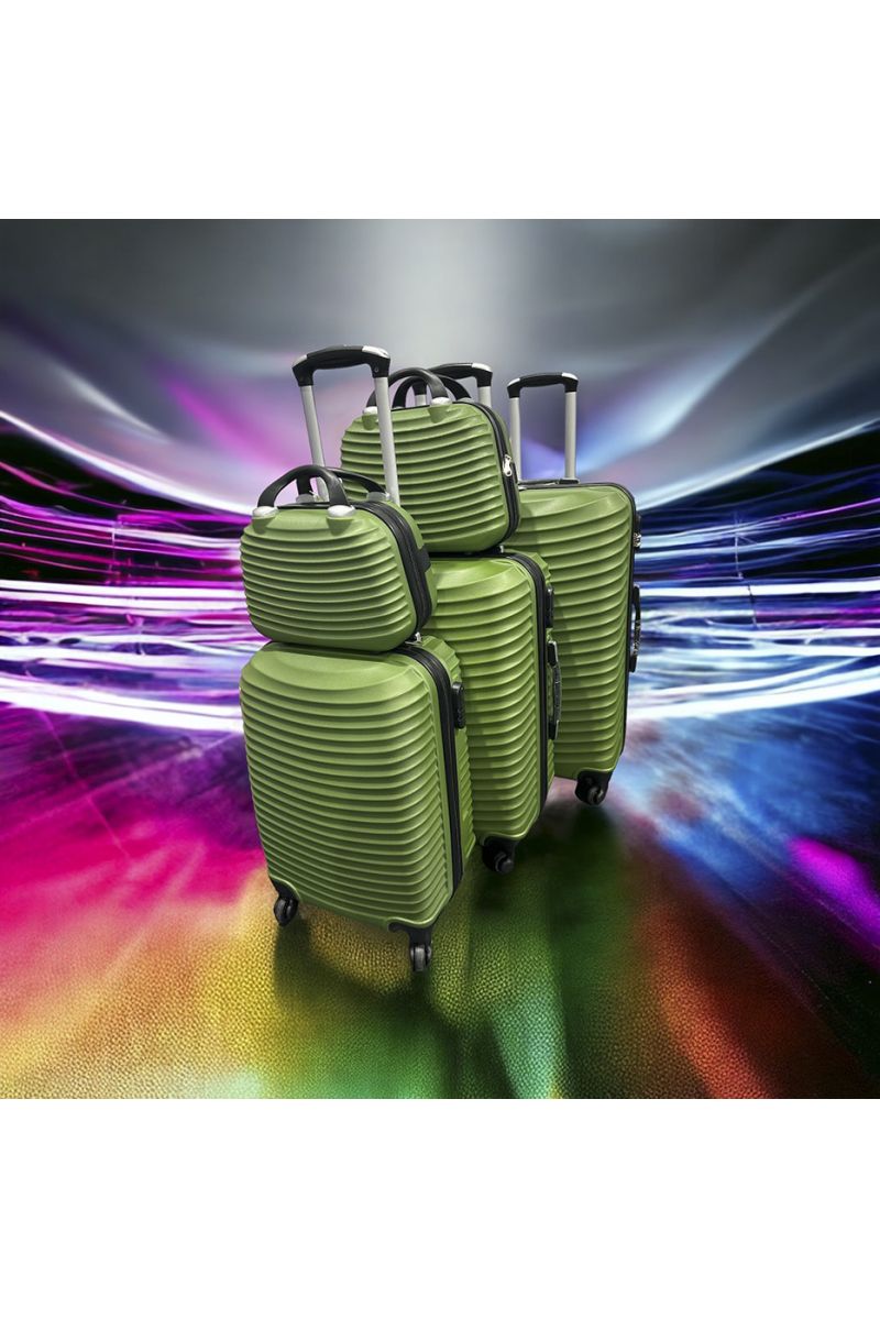 Set de 5 valises vert-gucci solide, design, rigide et très class - 3