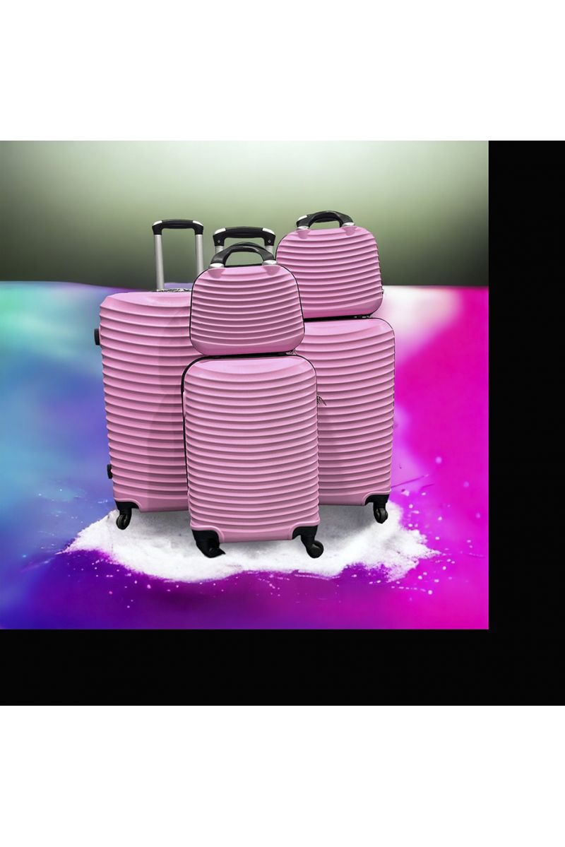 Set de 5 valises rose girly solide, design, rigide et très class - 1