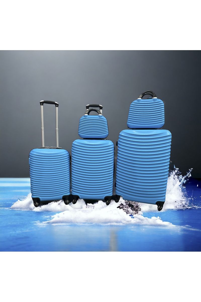 Set van 5 stevige oceaanblauwe koffers, design, stijf en zeer stijlvol - 1
