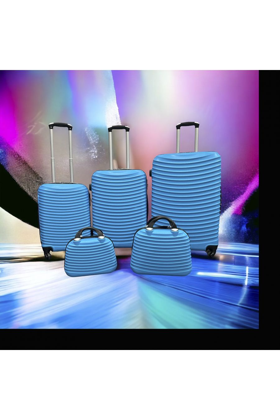 Set de 5 valises bleu océan solide, design, rigide et très class - 3