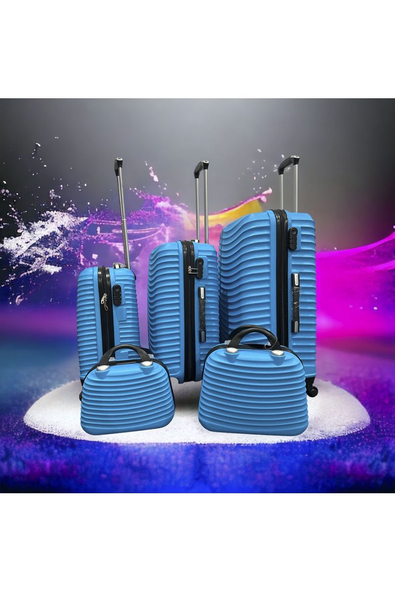 Set de 5 valises bleu océan solide, design, rigide et très class - 4