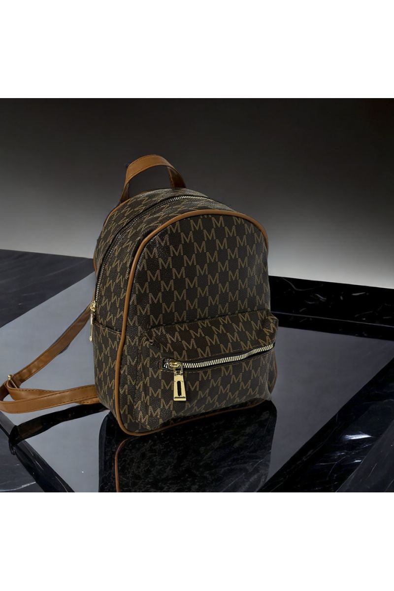 Brown M motif inspired backpack - 1 Brown M motif inspired backpack - 1
