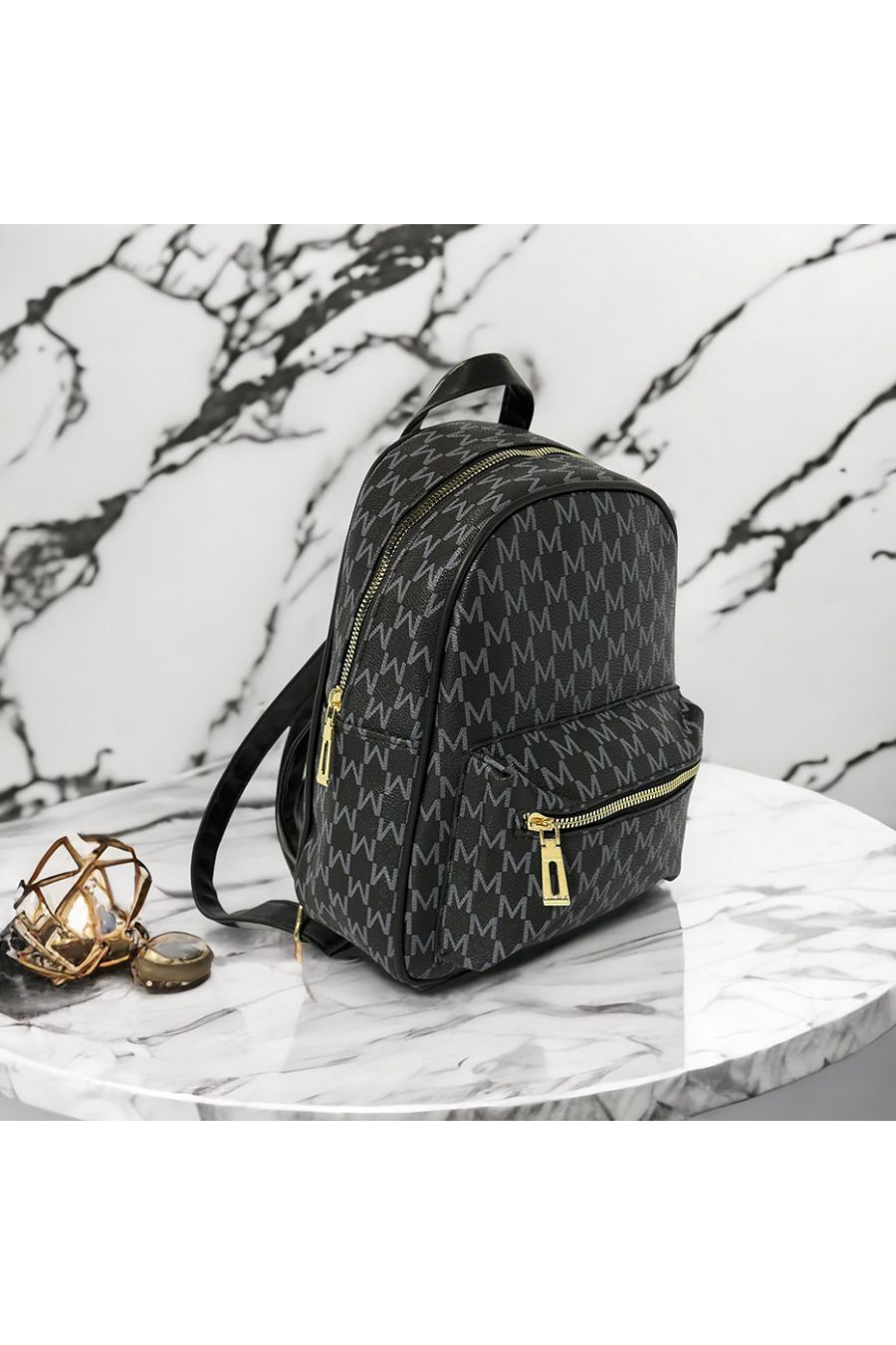 Black M motif inspired backpack - 1