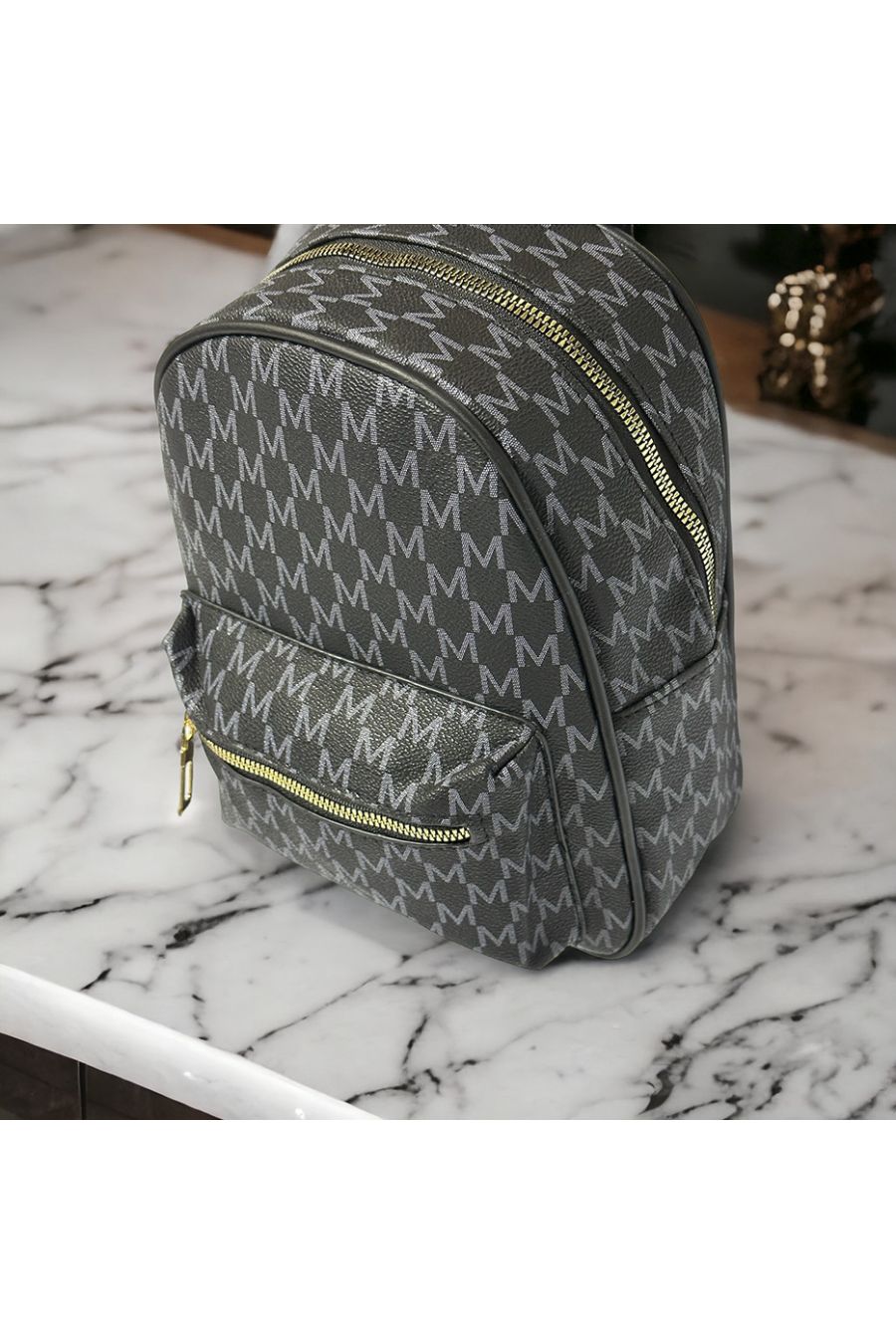 Black M motif inspired backpack - 3