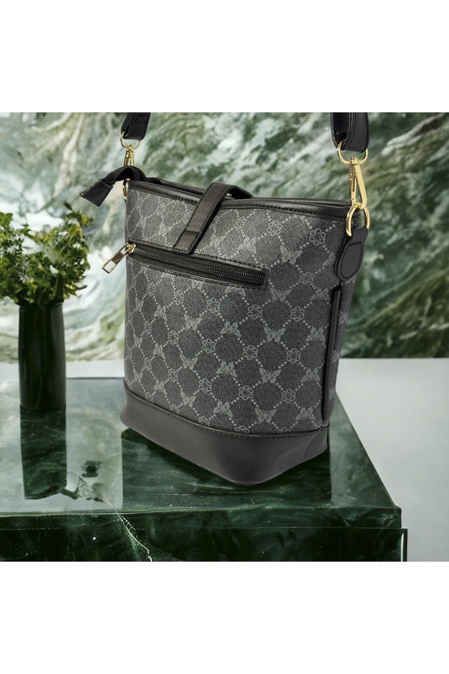 Sac à main inspi motif noir - 1