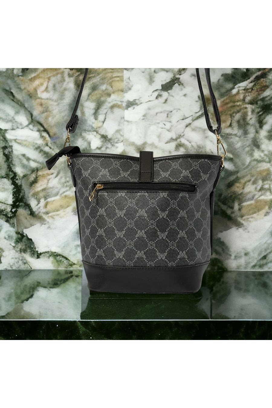 Black pattern inspired handbag - 2