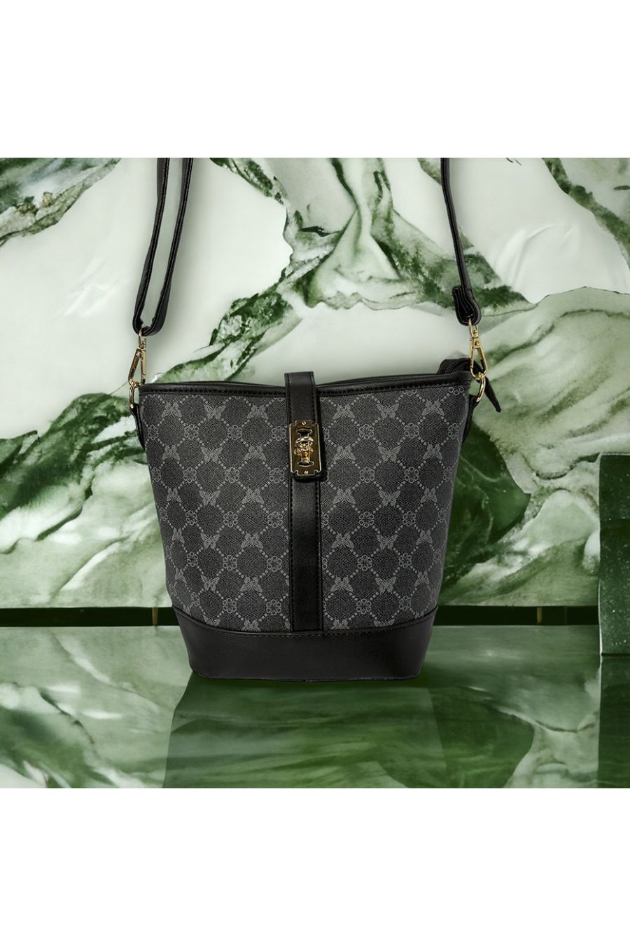 Sac à main inspi motif noir - 4