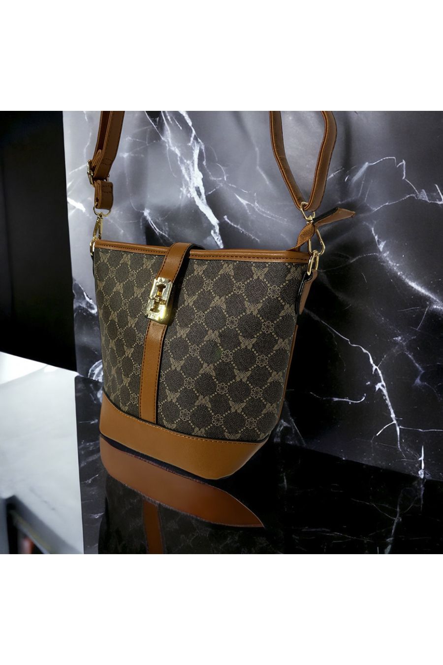 Brown pattern inspired handbag - 2