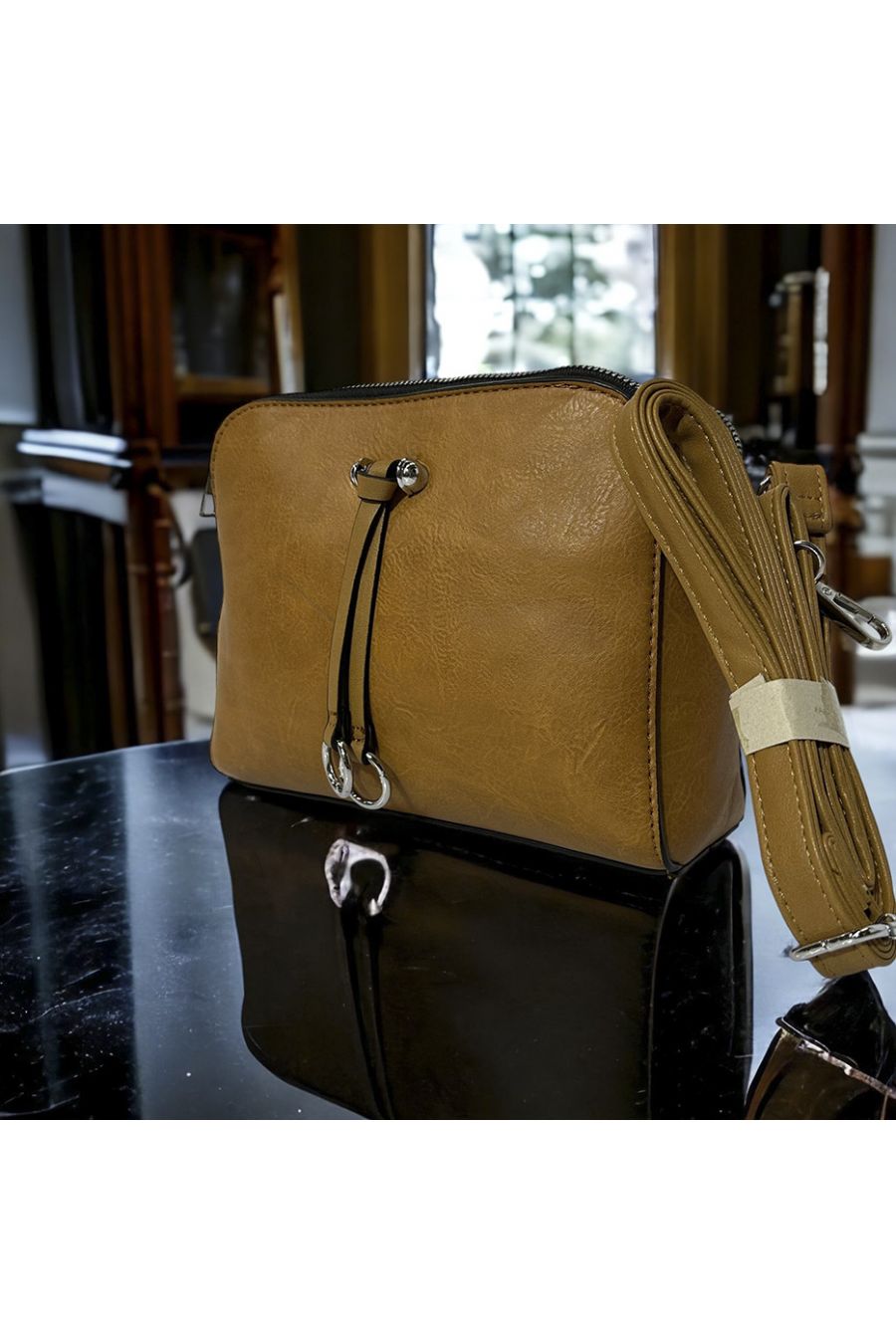 Sac à main inspi couleur camel 3 fermetures - 2