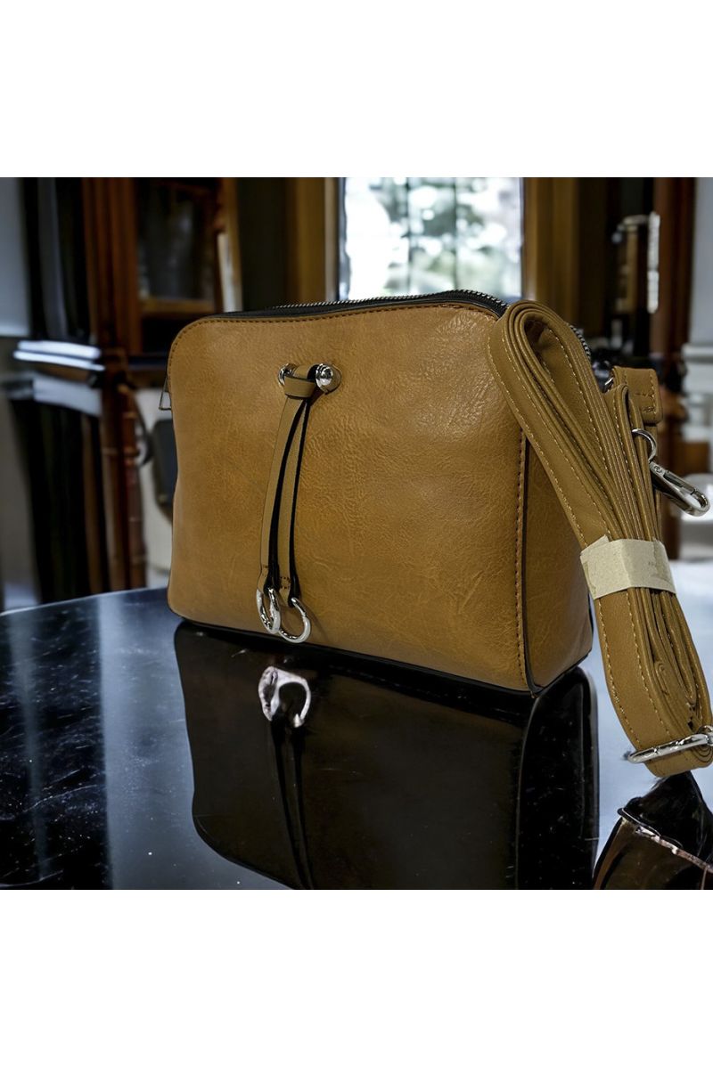 Inspi handbag in camel color with 3 closures - 2