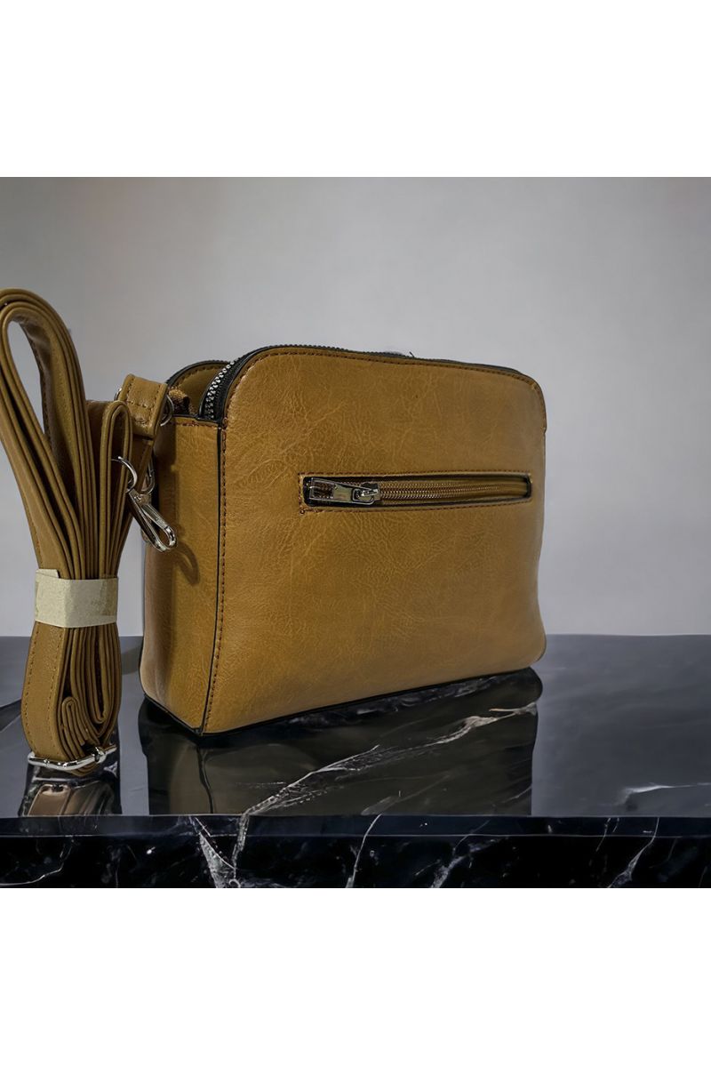 Inspi handbag in camel color with 3 closures - 3