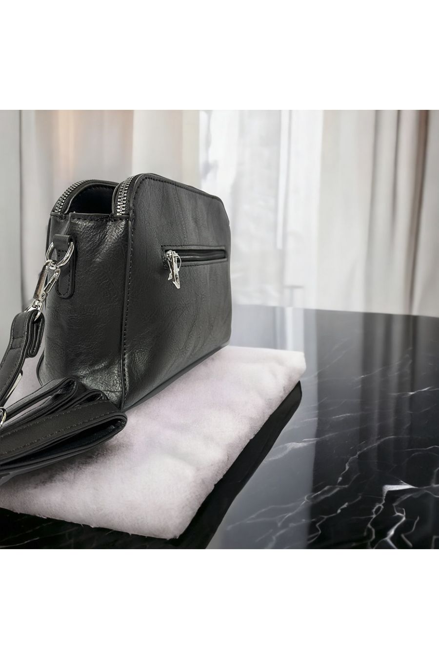 Sac à main inspi couleur noir 3 fermetures - 1