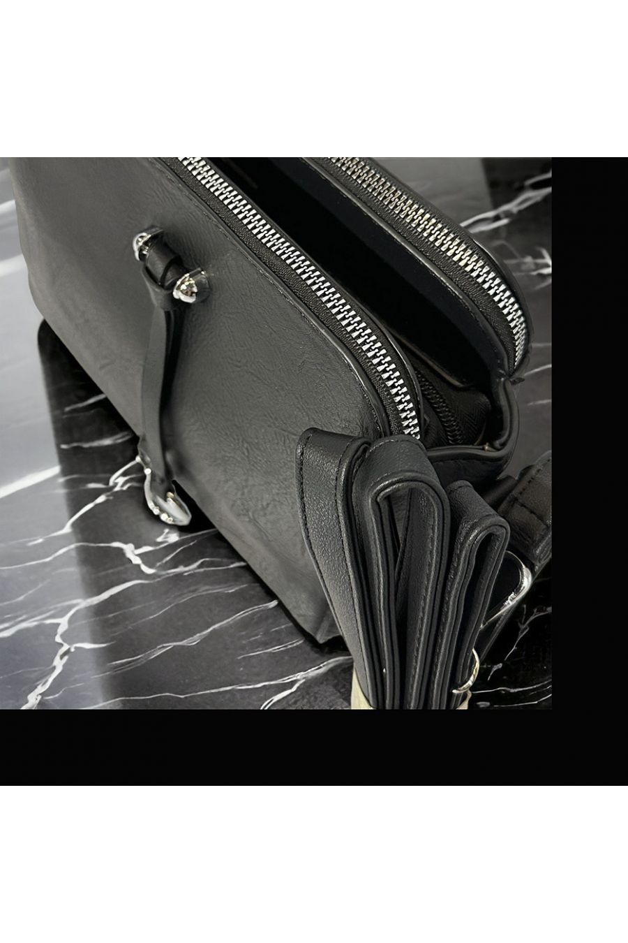 Sac à main inspi couleur noir 3 fermetures - 2