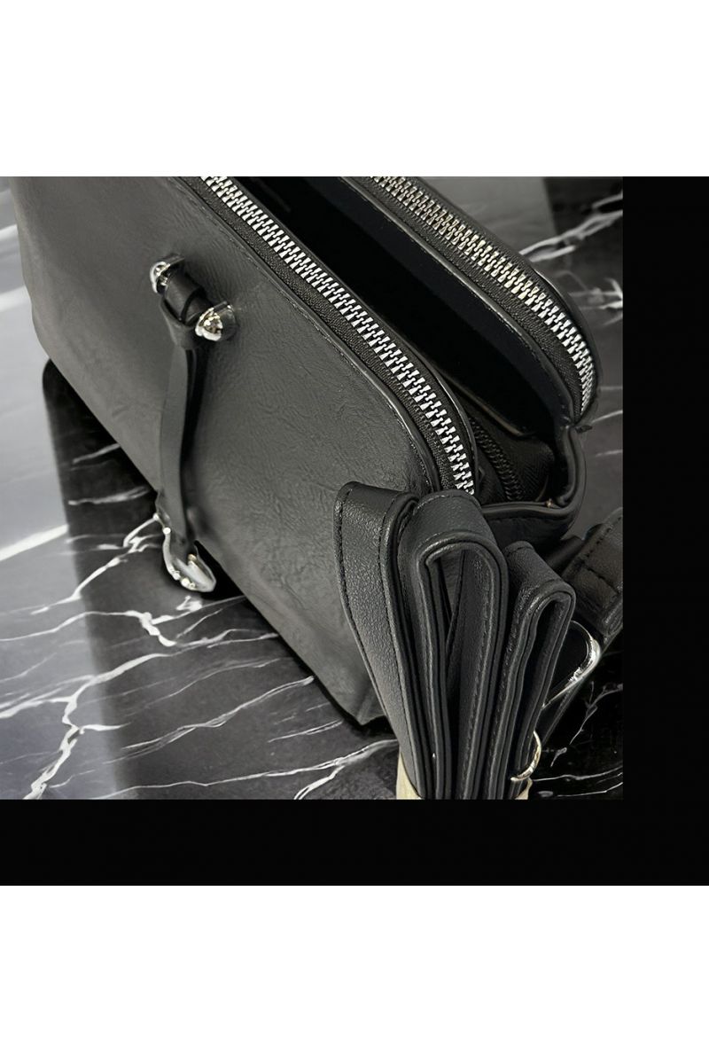 Sac à main inspi couleur noir 3 fermetures - 2