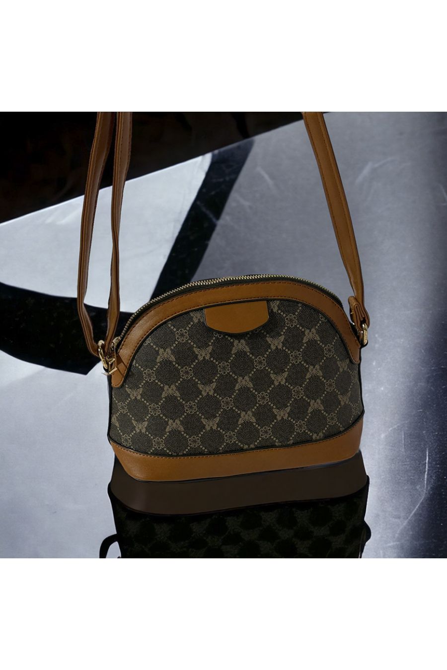 Brown patterned inspired handbag - 1