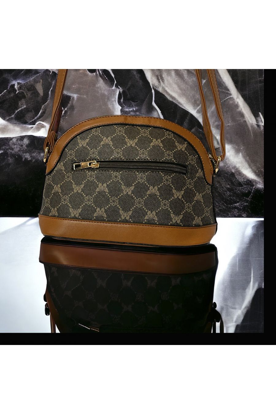 Brown patterned inspired handbag - 2