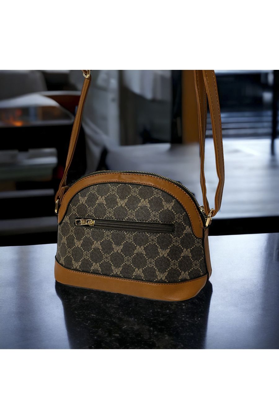 Sac à main inspi marron à motif - 3