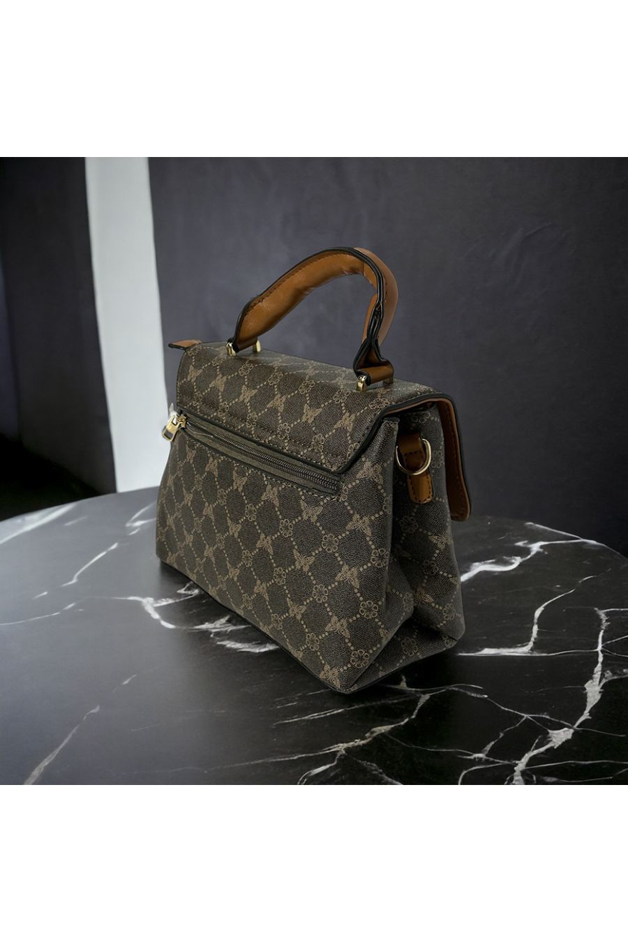 Sac à main inspi à motif marron - 1