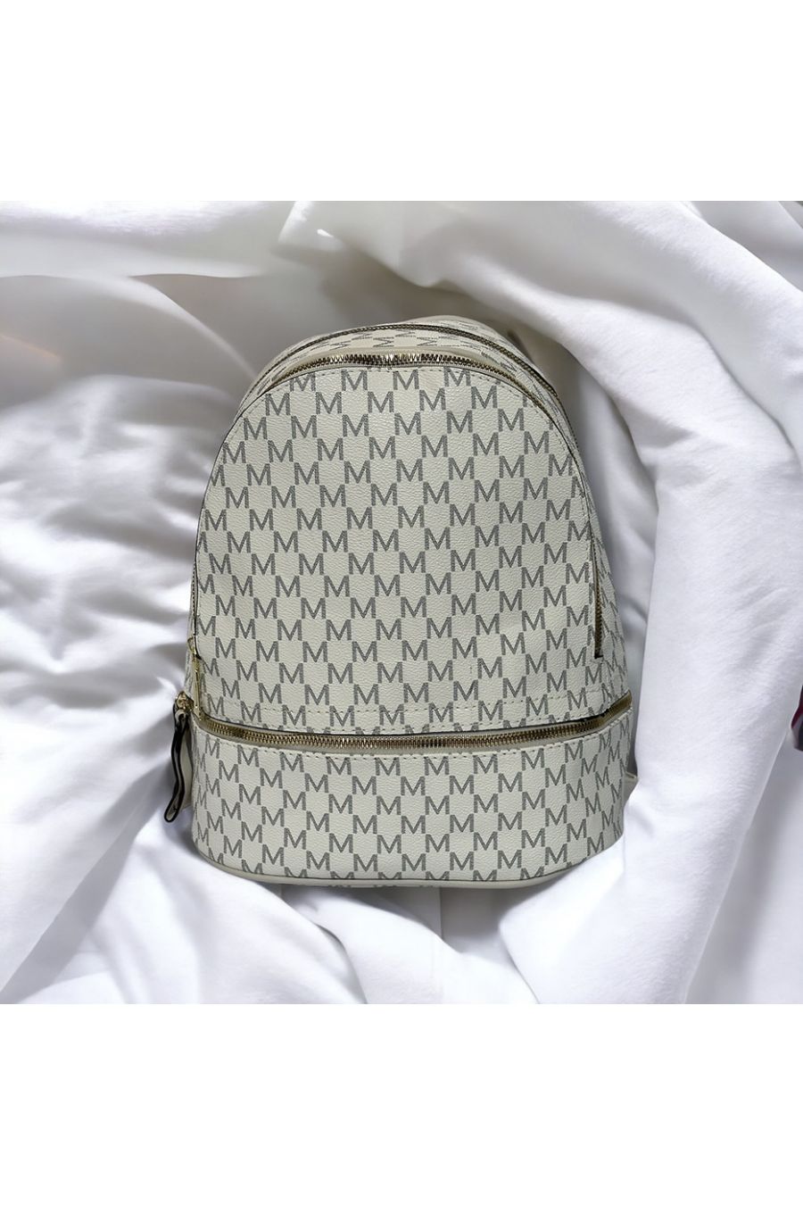 Grand sac à dos inspi motif M blanc - 4