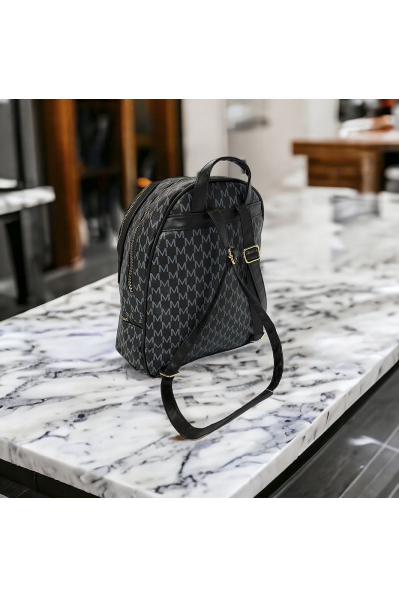 Large black M motif inspired backpack - 1