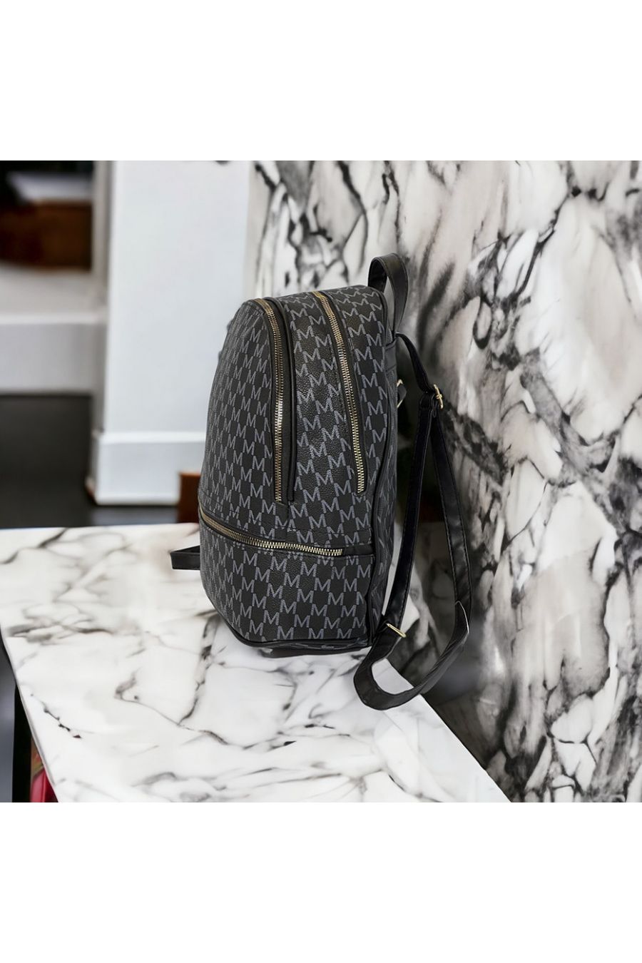 Grand sac à dos inspi motif M noir - 2