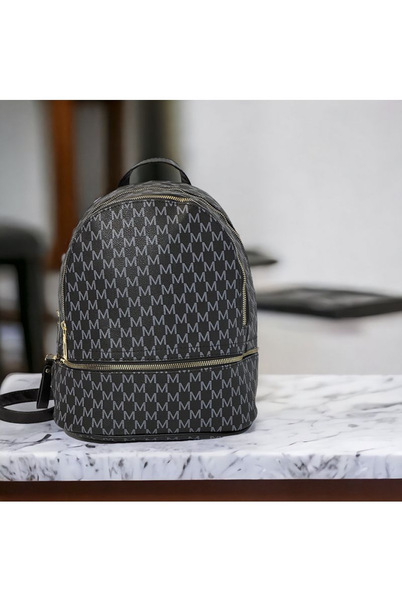 Large black M motif inspired backpack - 3