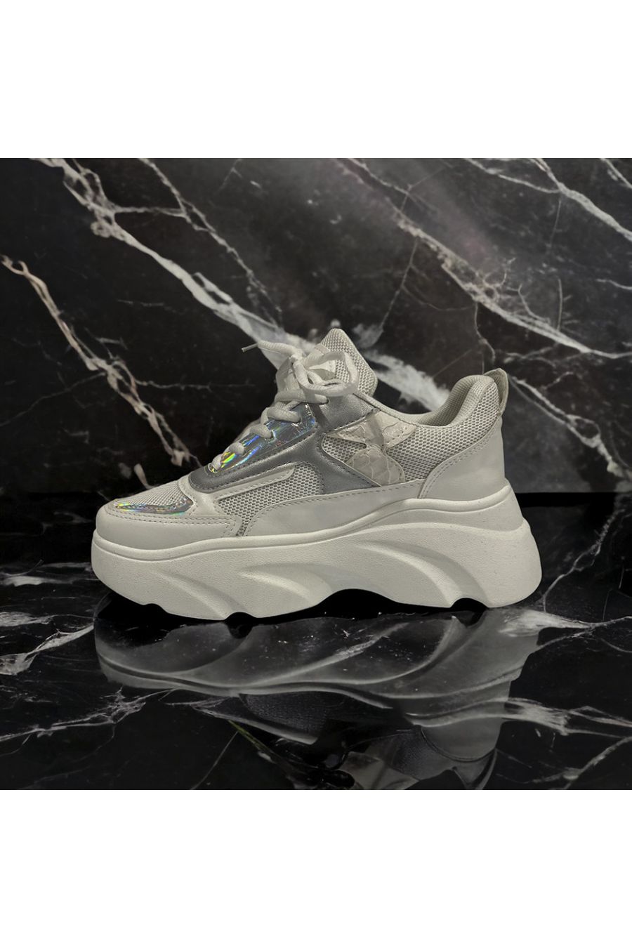 Basket blanc et argent inspi - 1