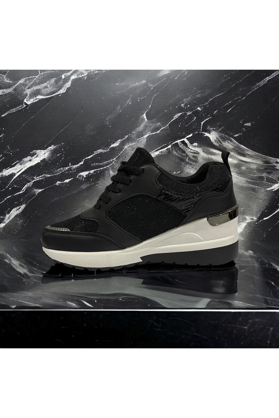 Shiny black sneaker inspired - 1