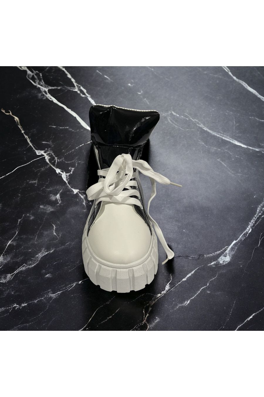 Glanzende zwarte hoge sneaker - 2