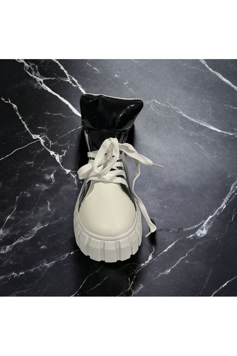 Glanzende zwarte hoge sneaker - 2