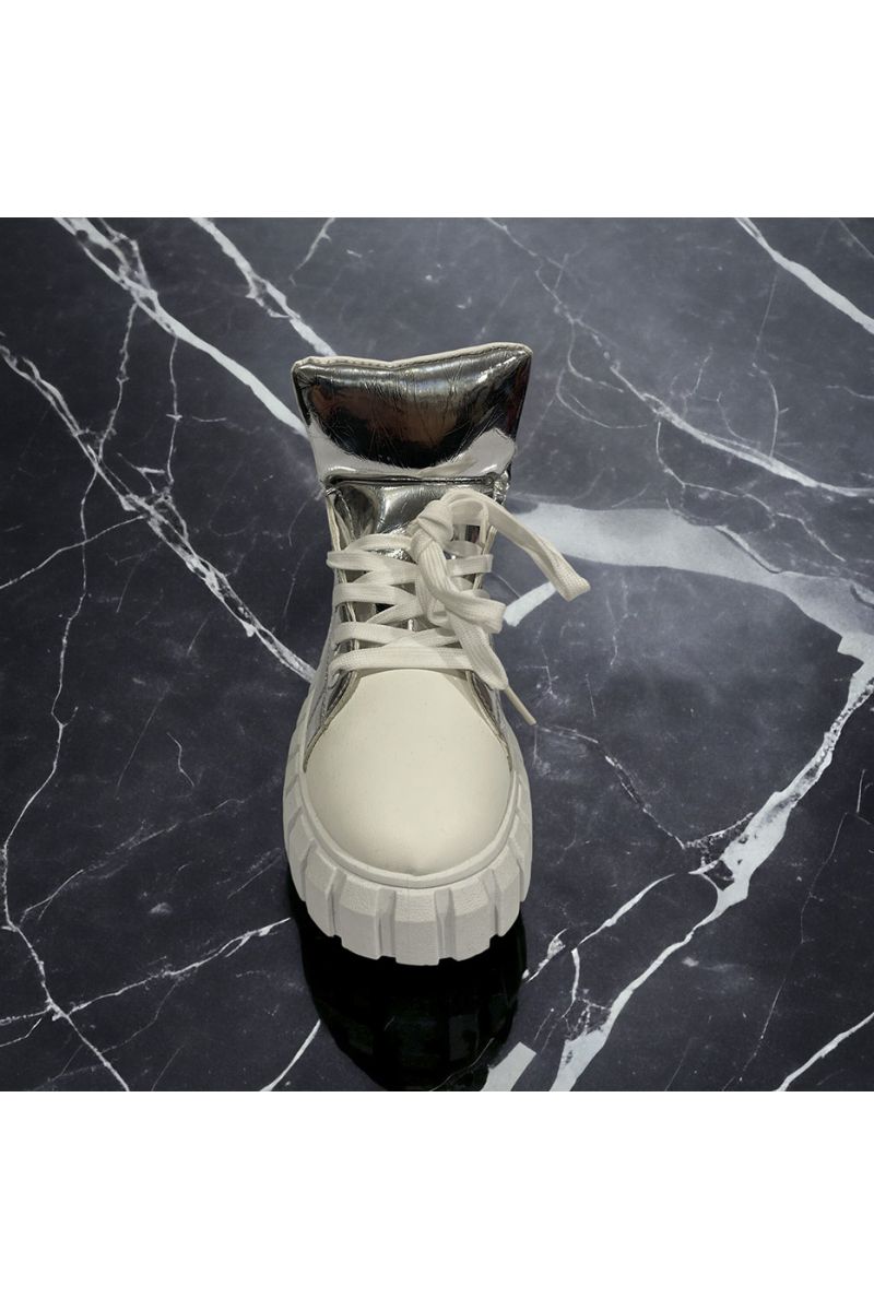 Shiny silver high-top sneaker - 2