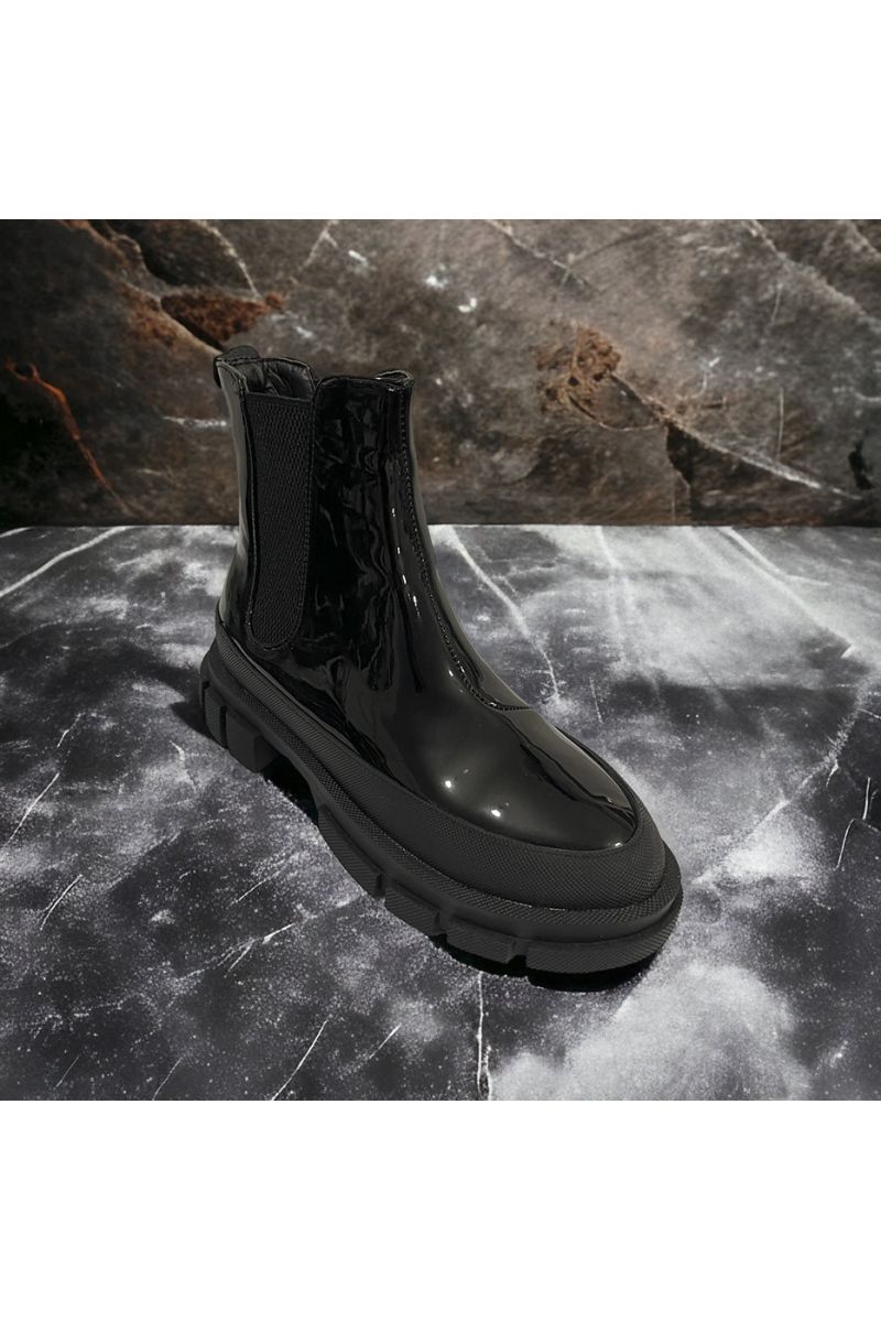 Inspirational black patent ankle boot - 2