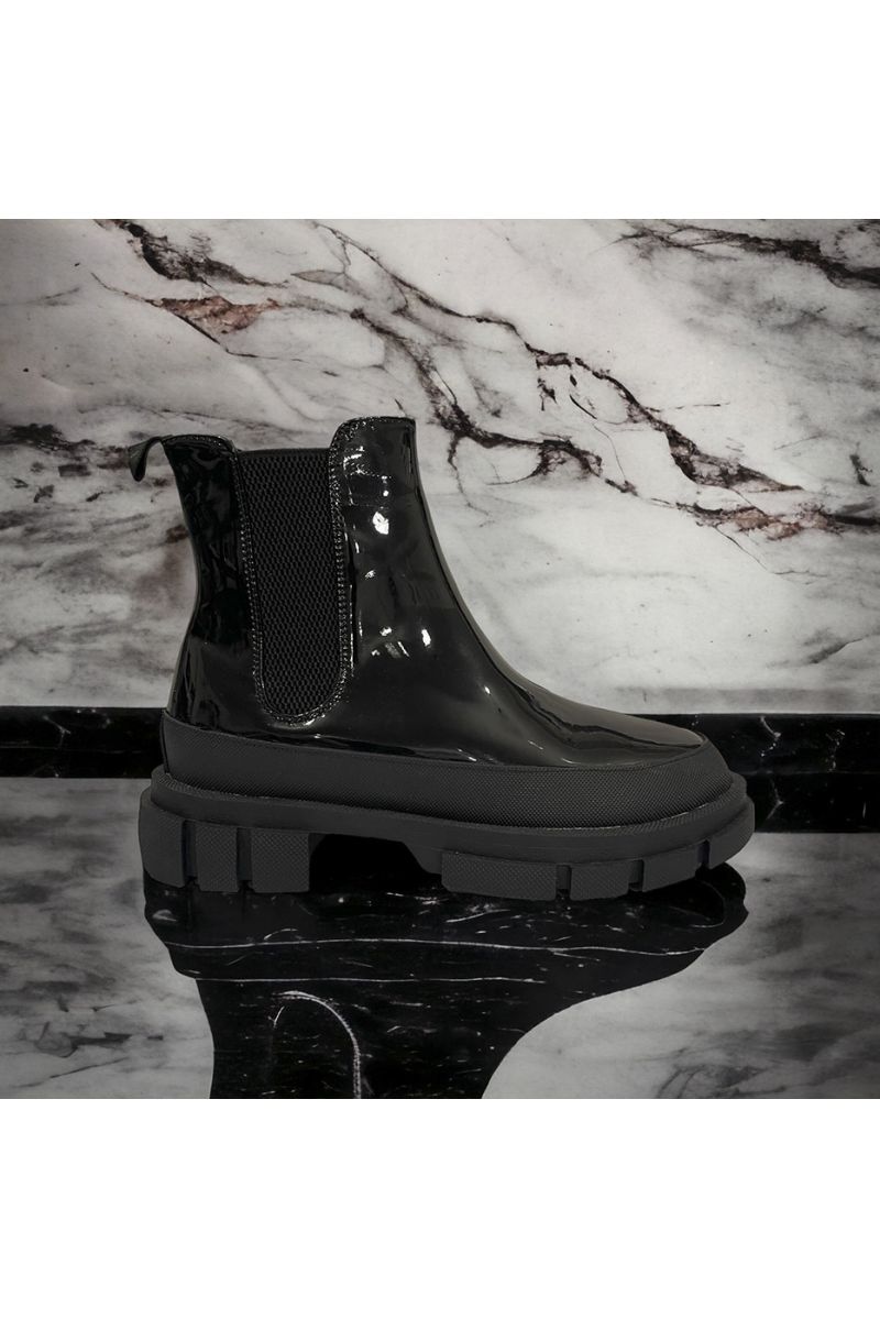 Inspirational black patent ankle boot - 3