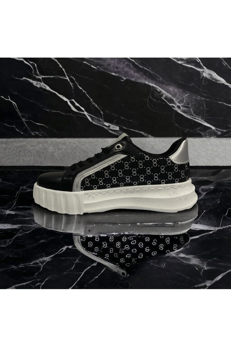 Basket noir à motif argenté inspi - 1