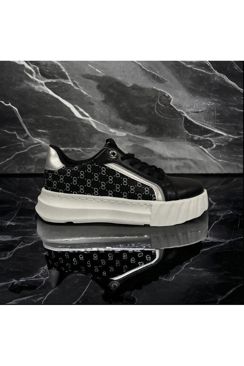 Basket noir à motif argenté inspi - 3