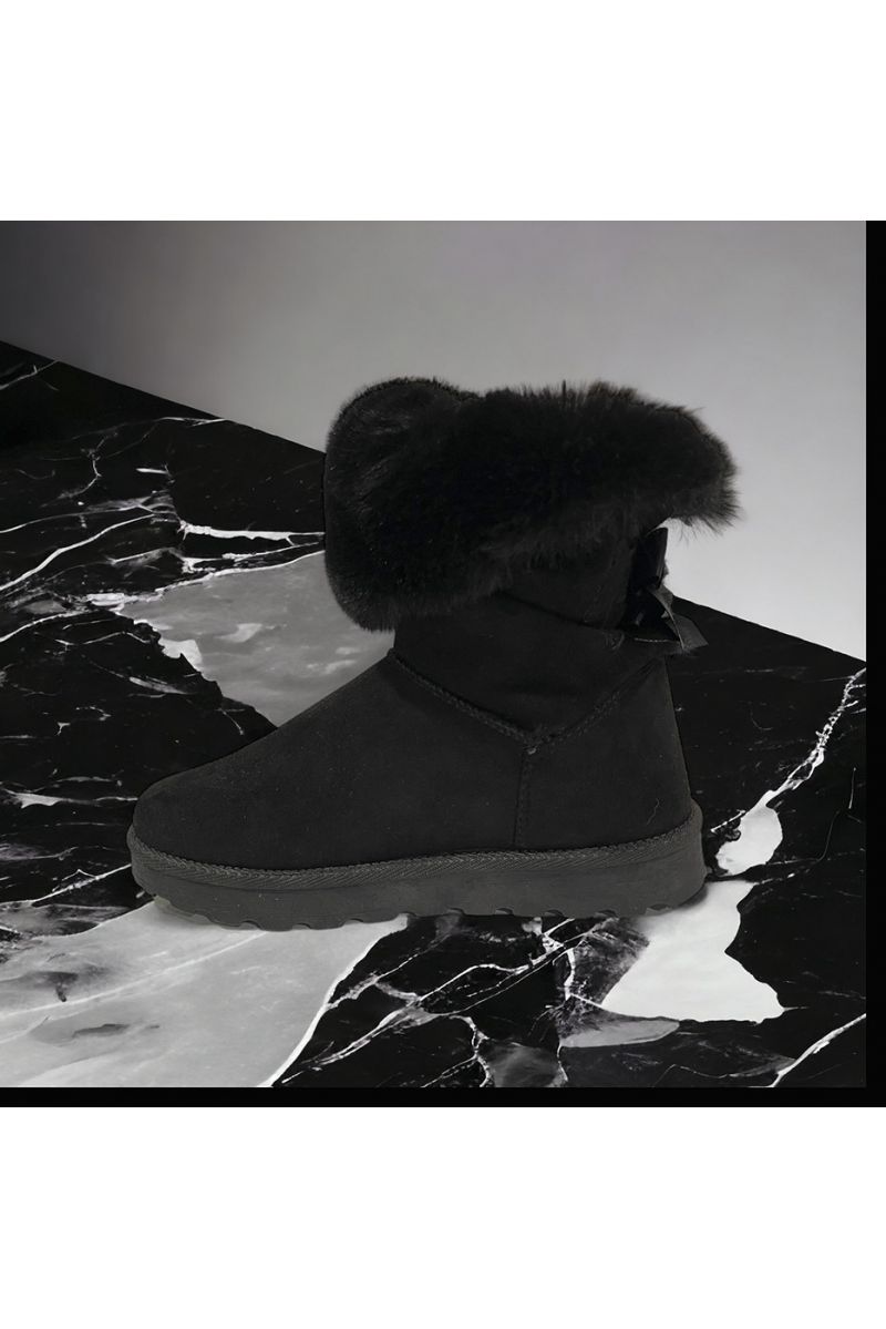 Suedette lined ankle boot in black - 1